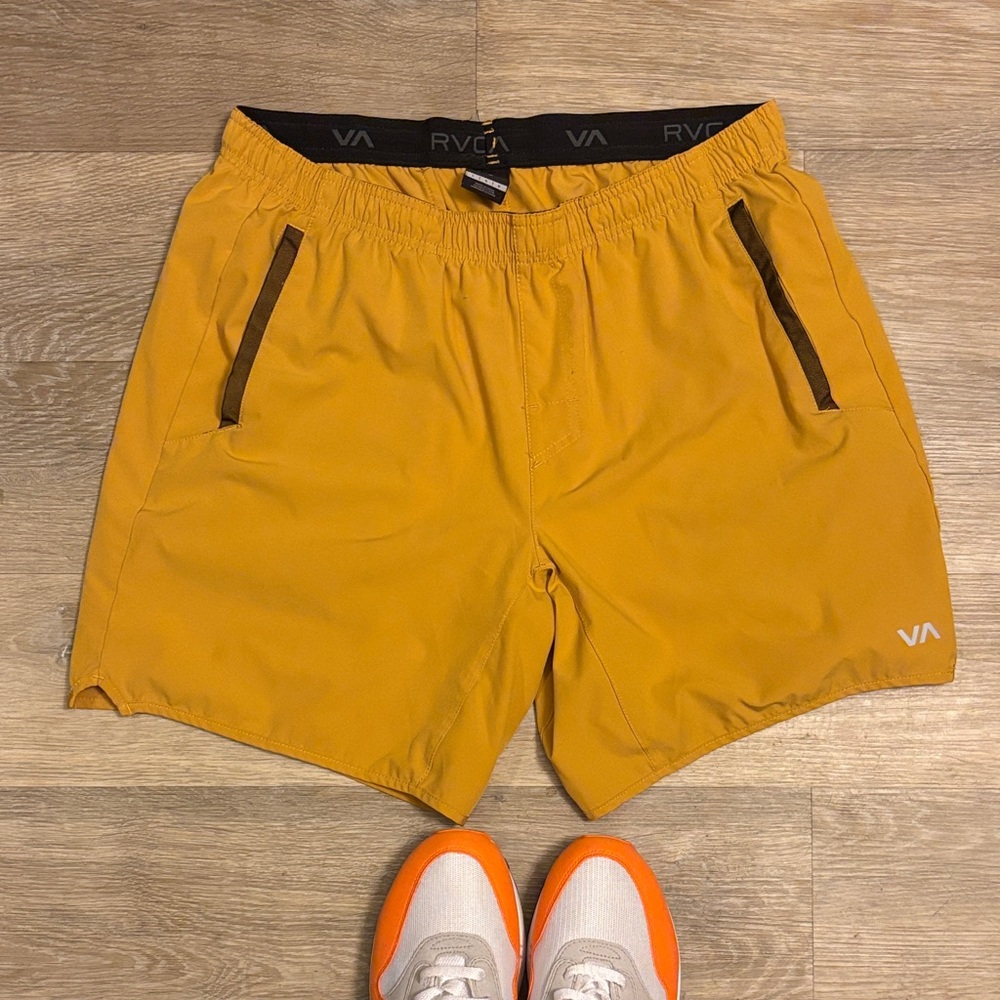 RVCA Men's Mustard Athletic Shorts